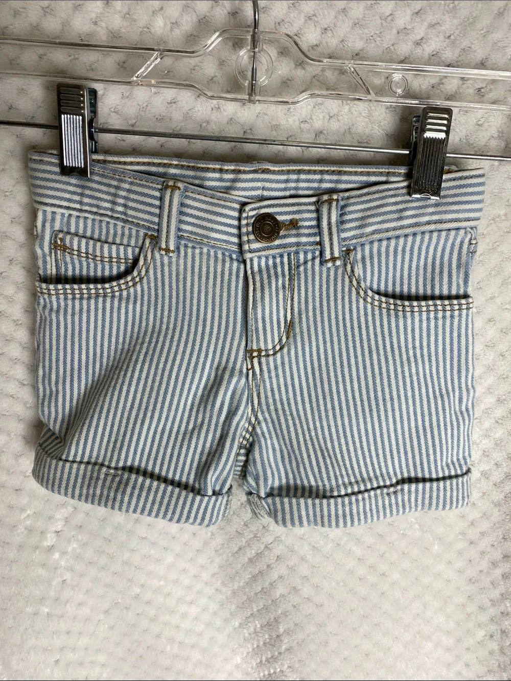 Old Navy Girls Blue and White Striped Denim Shorts